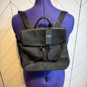 Botkier Black Faux Leather Backpack Purse Pockets Adjustable Straps Classic